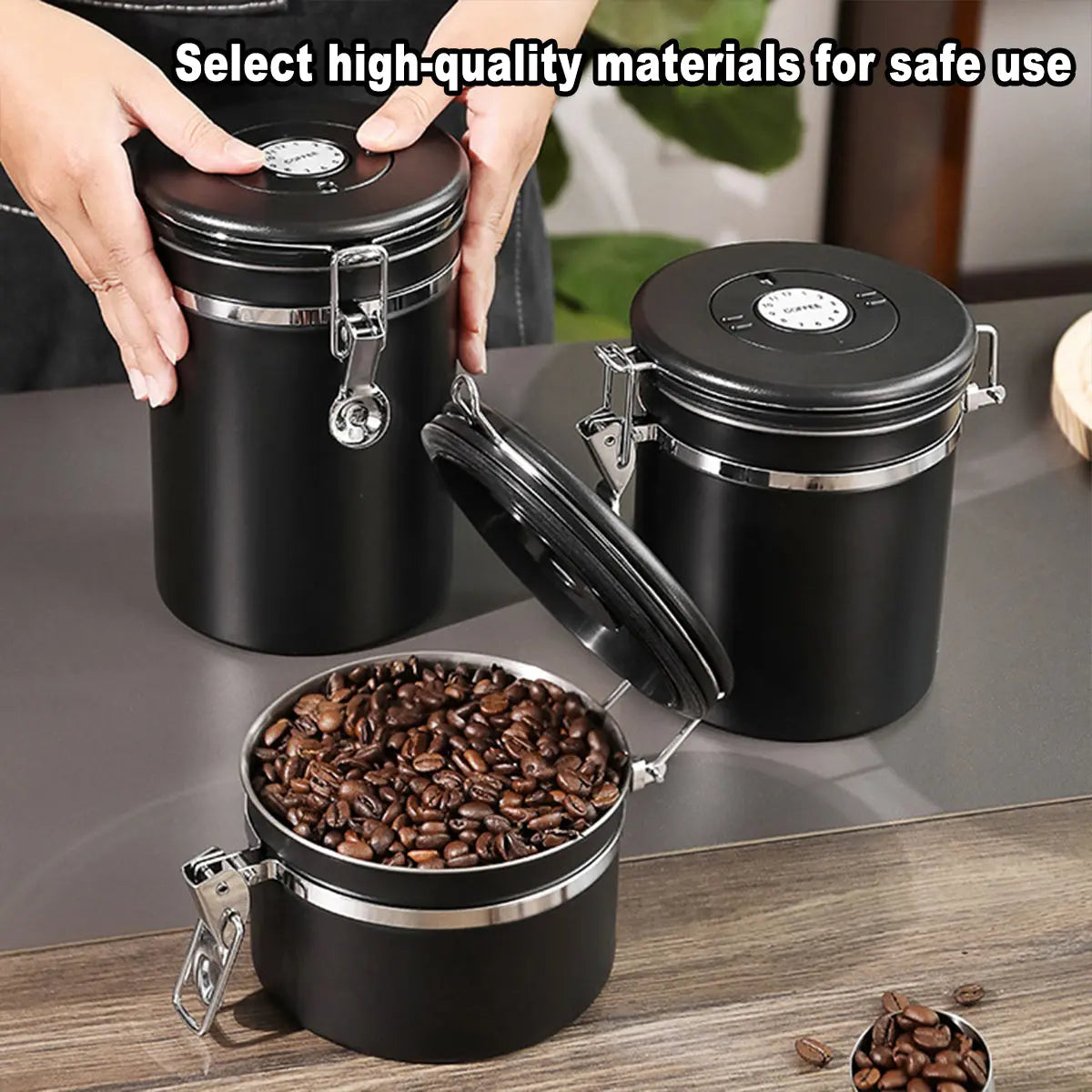 Coffee Powder Sealed Jar Airtight Storage Container for Kitchen Tea Sugar Beans - Silvery-1500ml Wholesale Hub