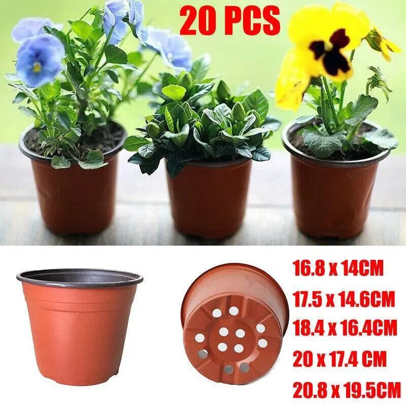 20Pcs Plastic Plant Pots Nursery Garden Seedling Flower Growing Containers - BN170-16.8x14cm Wholesale Hub