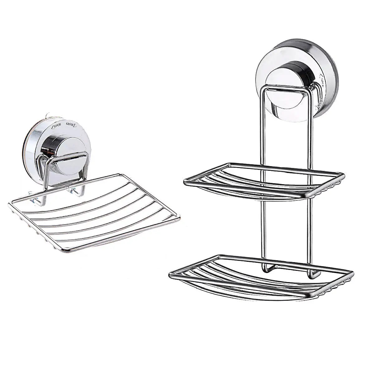 Shower Bar Holder Suction Basket Wall Mounted Stainless Steel Bathroom Soap Dish - Double Layer Wholesale Hub