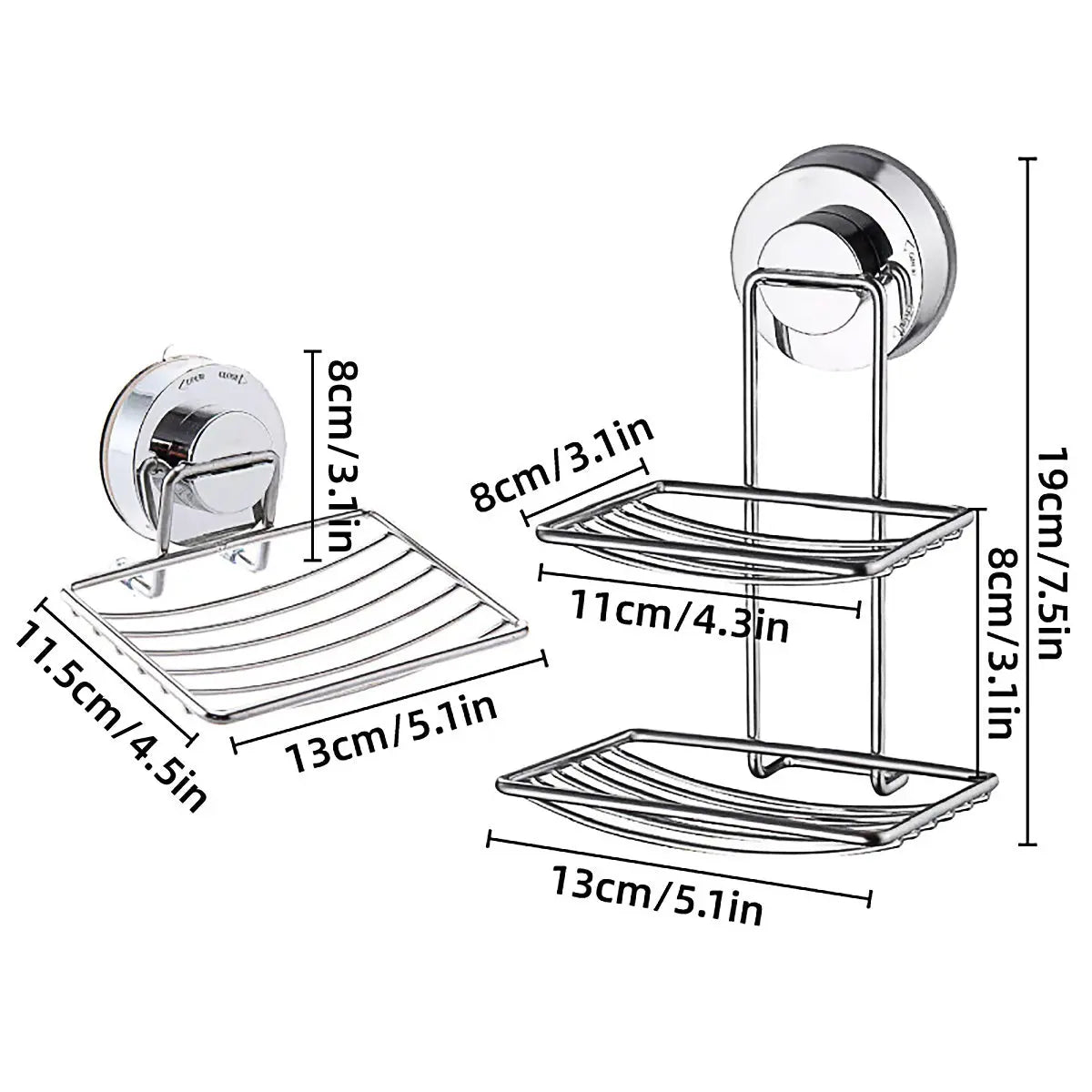 Shower Bar Holder Suction Basket Wall Mounted Stainless Steel Bathroom Soap Dish - Double Layer Wholesale Hub