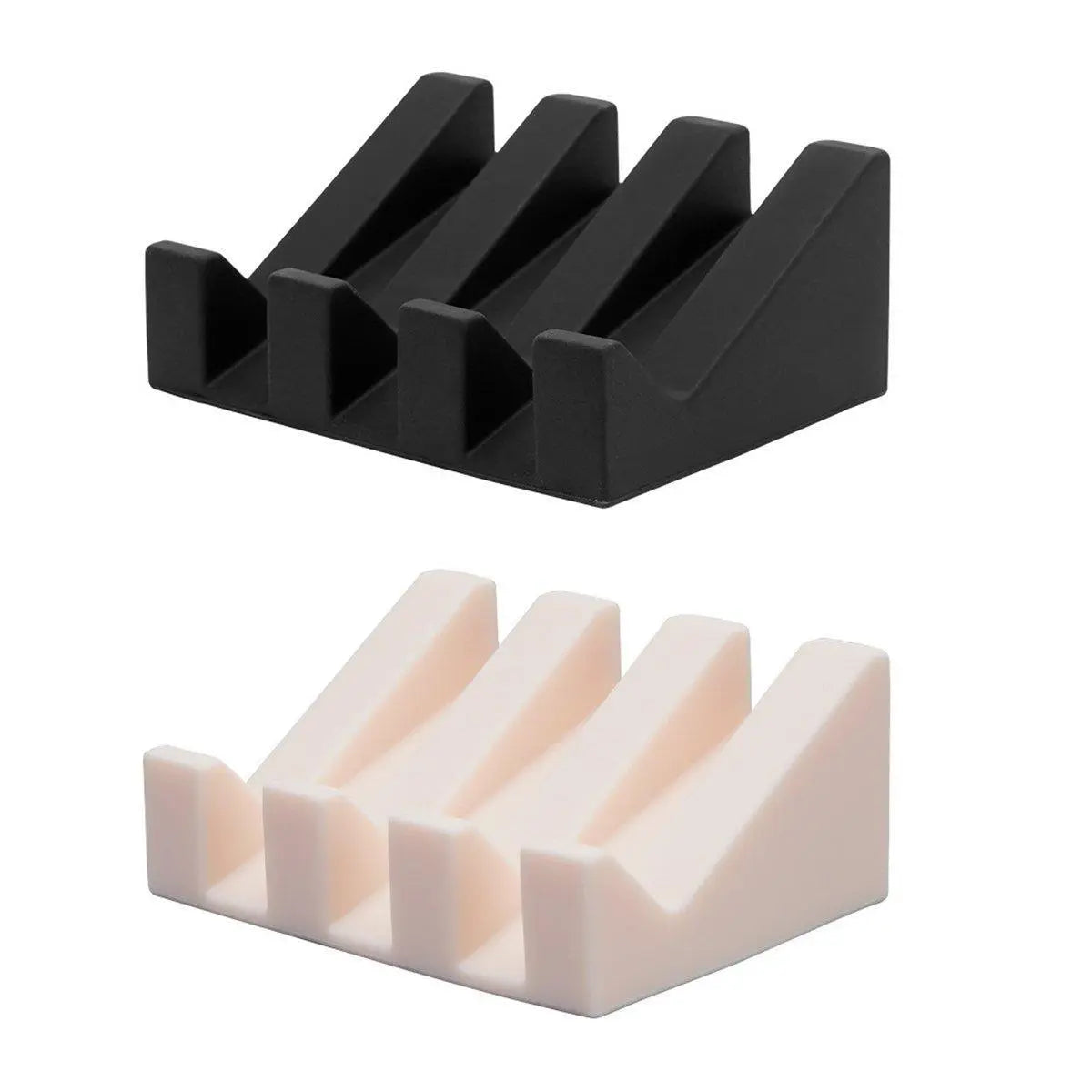 2PCS Silicone Soap Dish Holder Set Non-Slip Draining Soap Box Washable Pad Tray - White Wholesale Hub