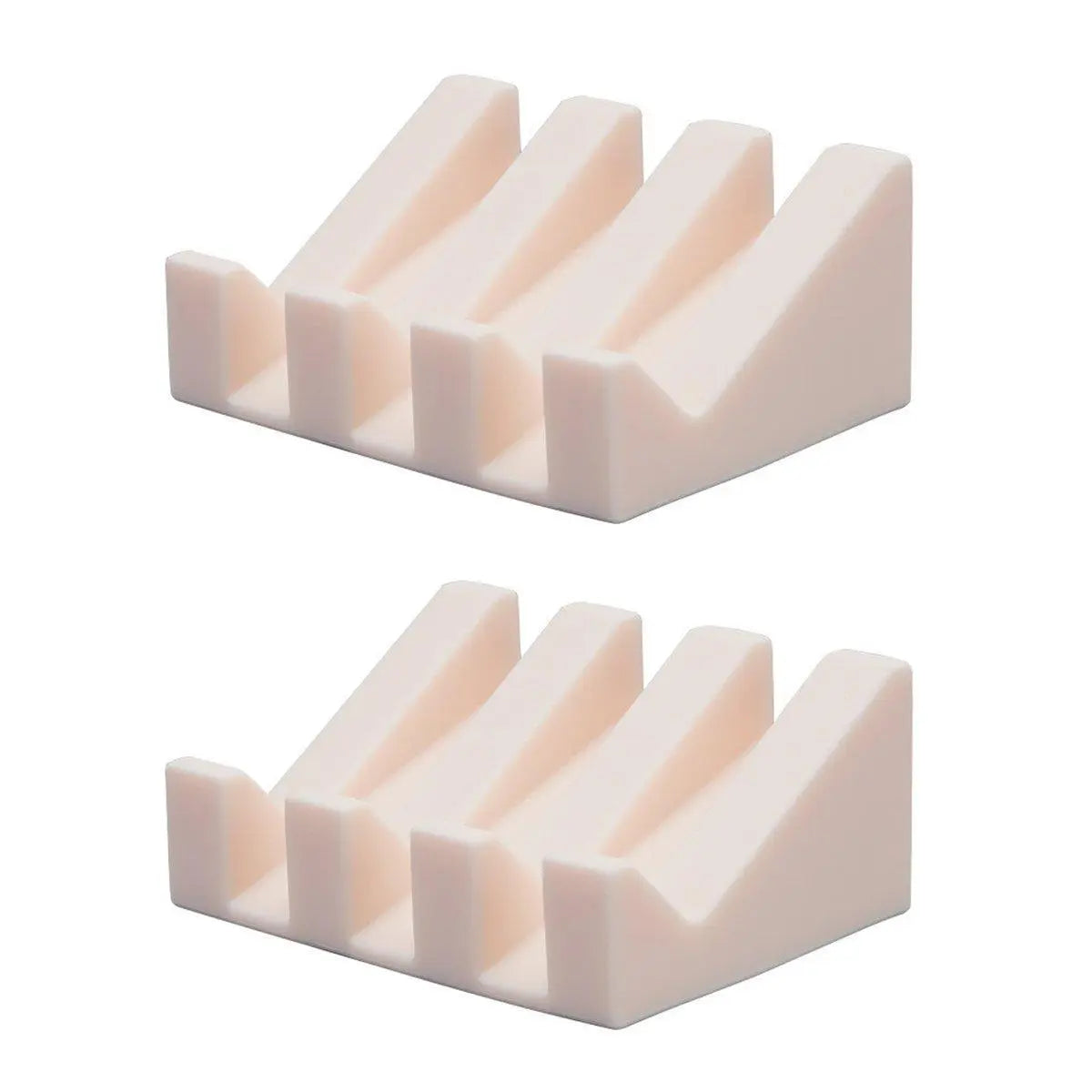 2PCS Silicone Soap Dish Holder Set Non-Slip Draining Soap Box Washable Pad Tray - White Wholesale Hub