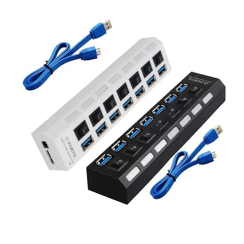 7 Port Usb 3.0 High Speed Extension Hub Splitter Extender For Pc Laptop Macbook - White Wholesale Hub