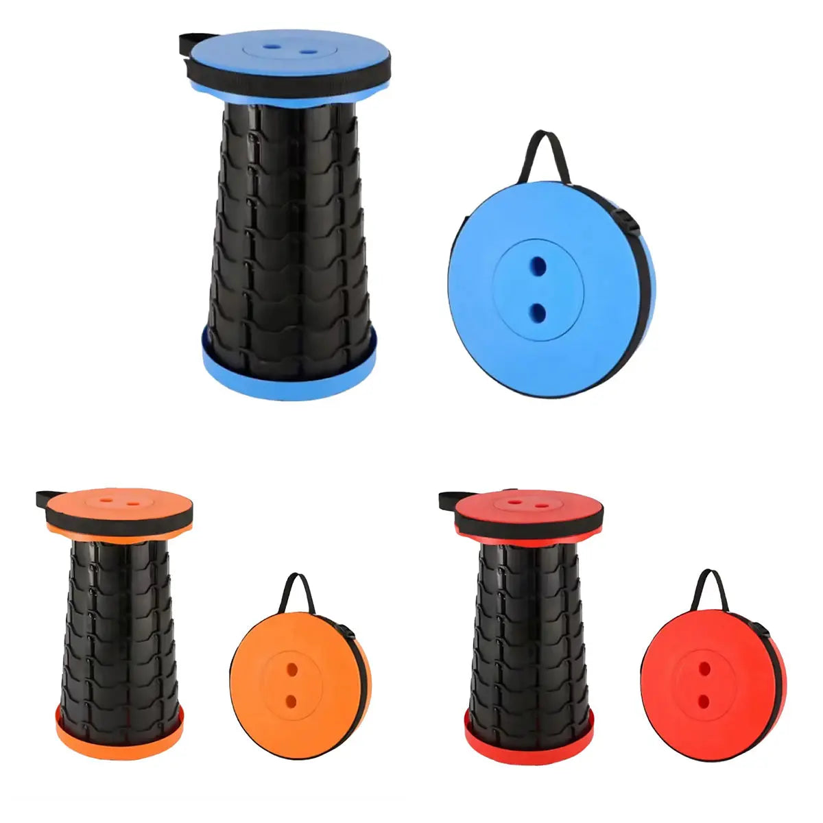 Portable Telescopic Folding Stool Travel Outdoor Seat Compact Retractable Chair - Blue Wholesale Hub
