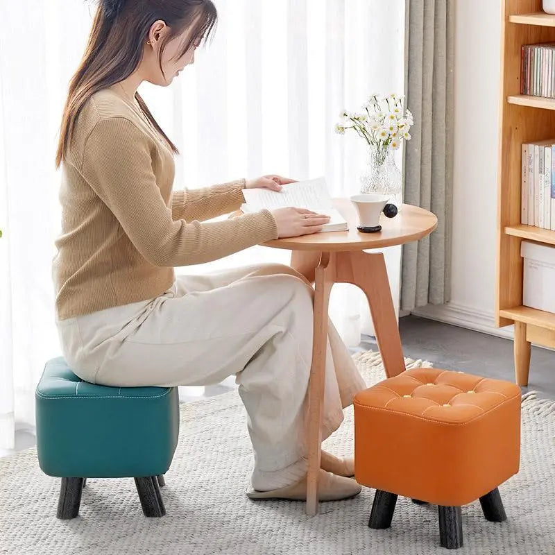 Small Stool Household Sofa Stool Shoes Changing Low Seat for Bedroom and Living - Orange Wholesale Hub