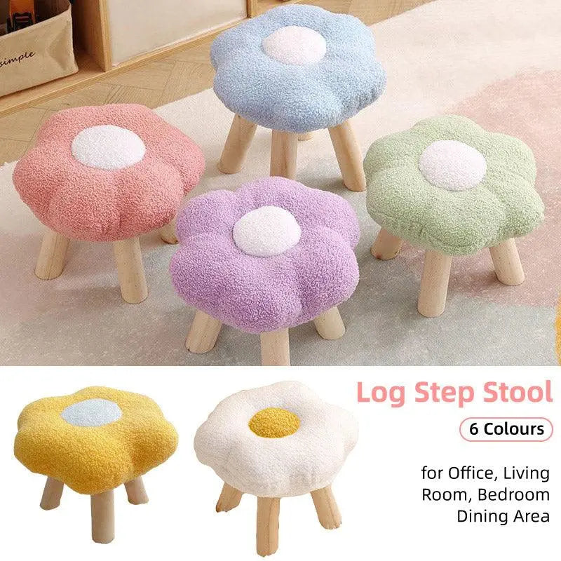 Small Flower Short Stool for Entryway or Living Room Shoe Bench or Footrest - White Wholesale Hub