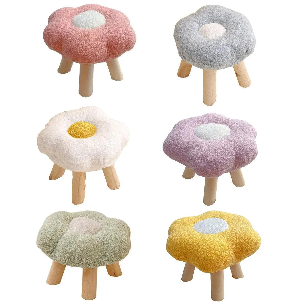 Small Flower Short Stool for Entryway or Living Room Shoe Bench or Footrest - White Wholesale Hub