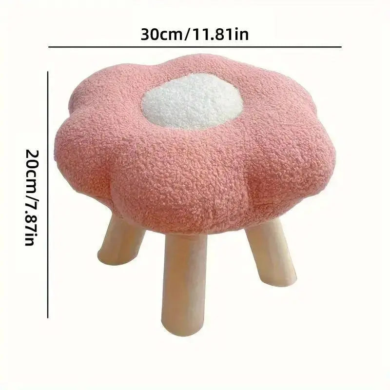 Small Flower Short Stool for Entryway or Living Room Shoe Bench or Footrest - White Wholesale Hub