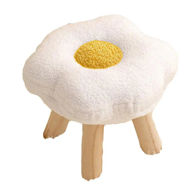 Small Flower Short Stool for Entryway or Living Room Shoe Bench or Footrest - White Wholesale Hub