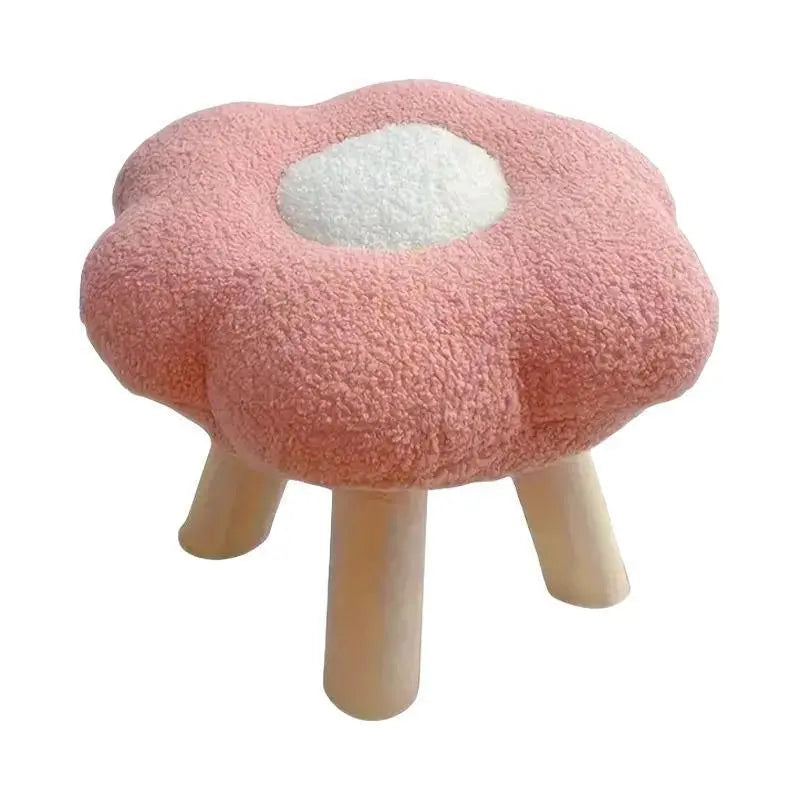 Small Flower Short Stool for Entryway or Living Room Shoe Bench or Footrest - White Wholesale Hub