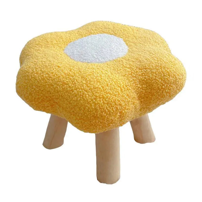 Small Flower Short Stool for Entryway or Living Room Shoe Bench or Footrest - White Wholesale Hub