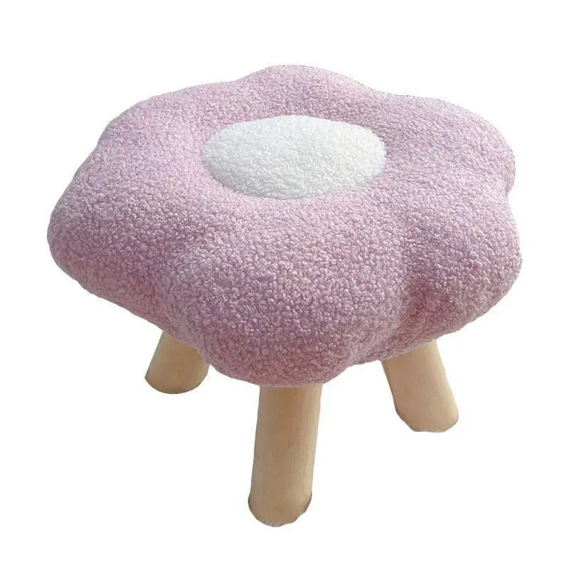Small Flower Short Stool for Entryway or Living Room Shoe Bench or Footrest - White Wholesale Hub