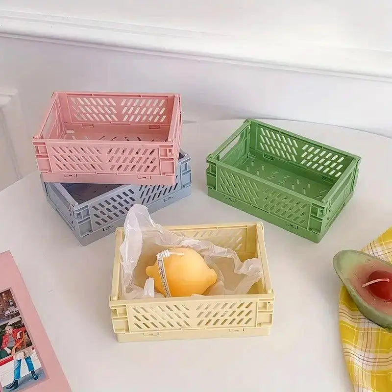 4PCS Collapsible Plastic Storage Box Desktop Organizer Basket Storage Container Wholesale Hub