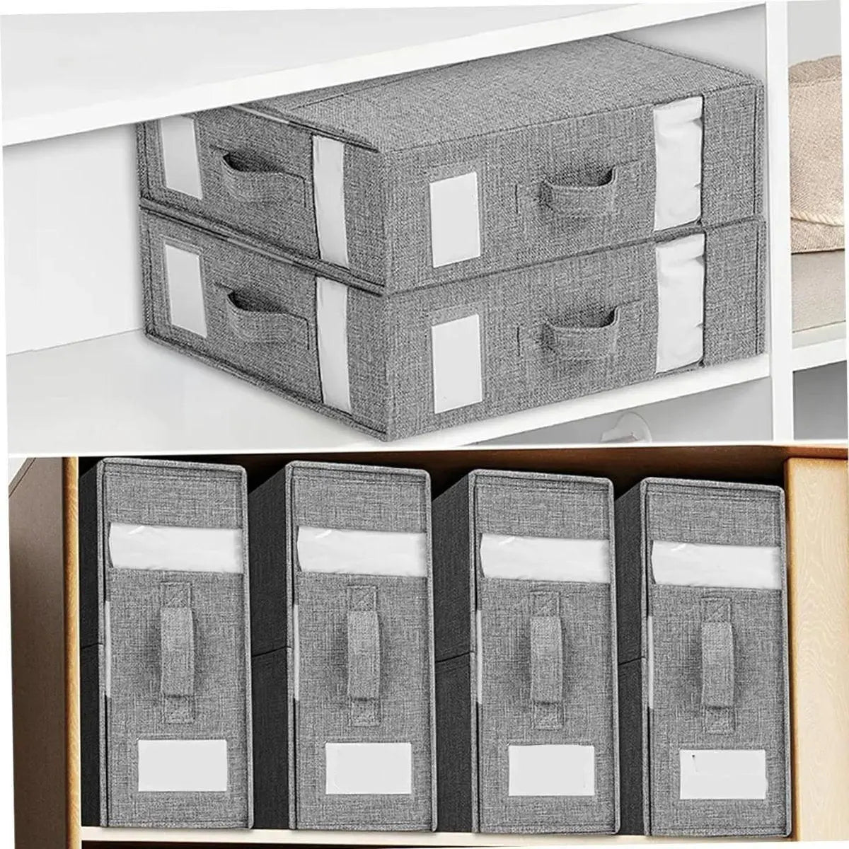 Fabric Storage Box Set Bedding Organizer Closet Blanket Quilt Storage Containers - White Wholesale Hub