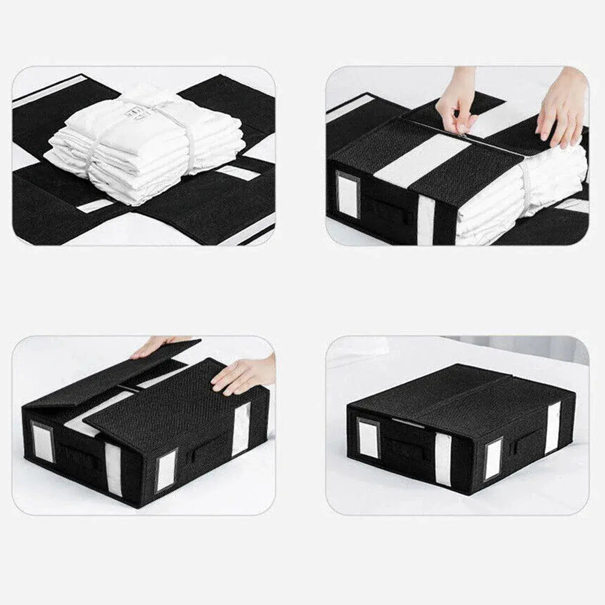 Fabric Storage Box Set Bedding Organizer Closet Blanket Quilt Storage Containers - White Wholesale Hub
