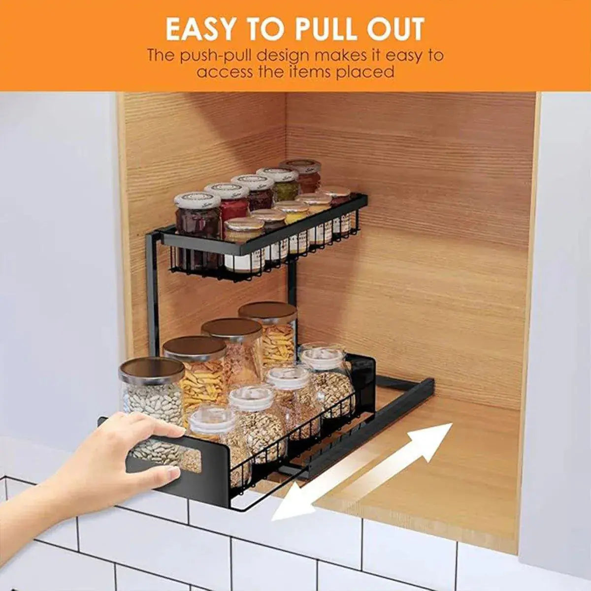 Removable Kitchen Cabinet Sink Storage Rack with Drawable Basket Organizer Shelf Wholesale Hub