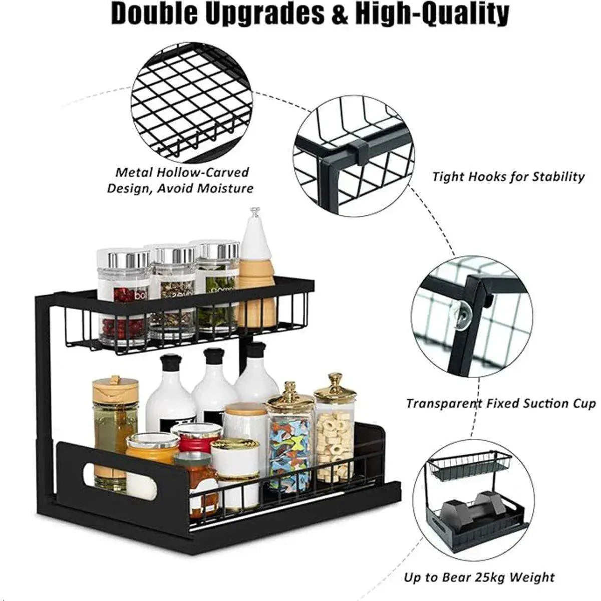 Removable Kitchen Cabinet Sink Storage Rack with Drawable Basket Organizer Shelf Wholesale Hub