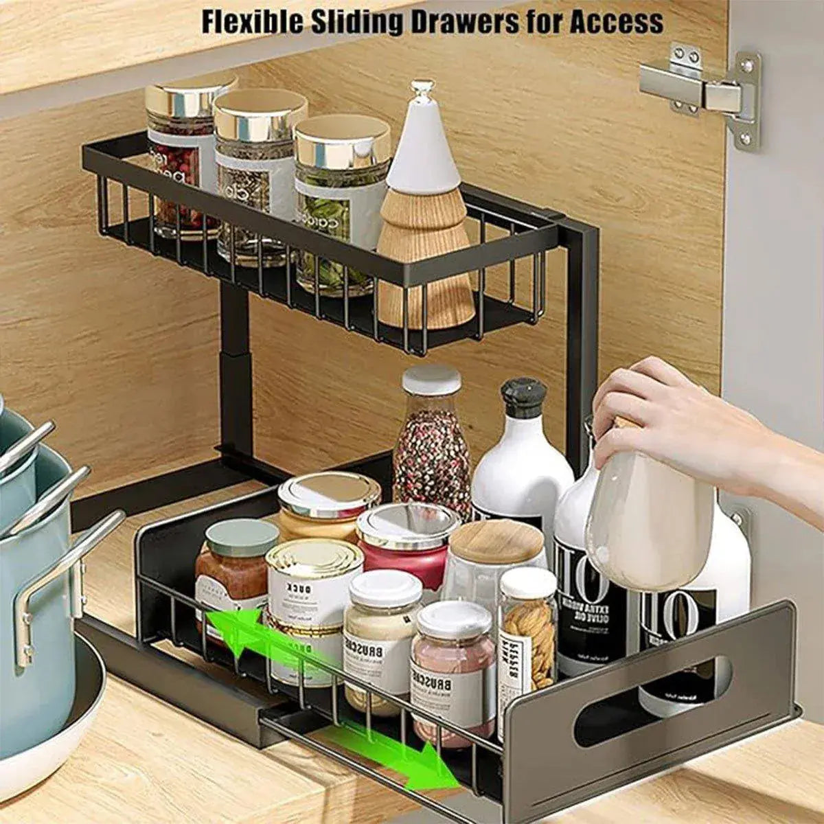 Removable Kitchen Cabinet Sink Storage Rack with Drawable Basket Organizer Shelf Wholesale Hub