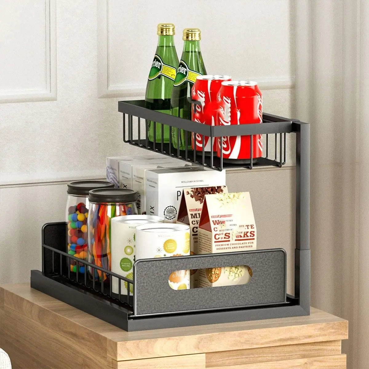 Removable Kitchen Cabinet Sink Storage Rack with Drawable Basket Organizer Shelf Wholesale Hub