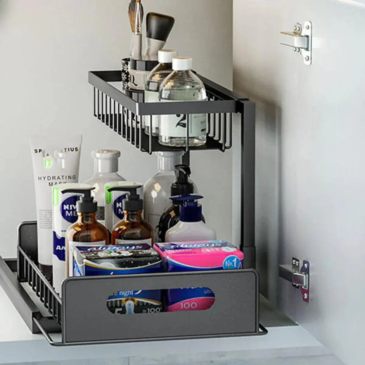 Removable Kitchen Cabinet Sink Storage Rack with Drawable Basket Organizer Shelf Wholesale Hub