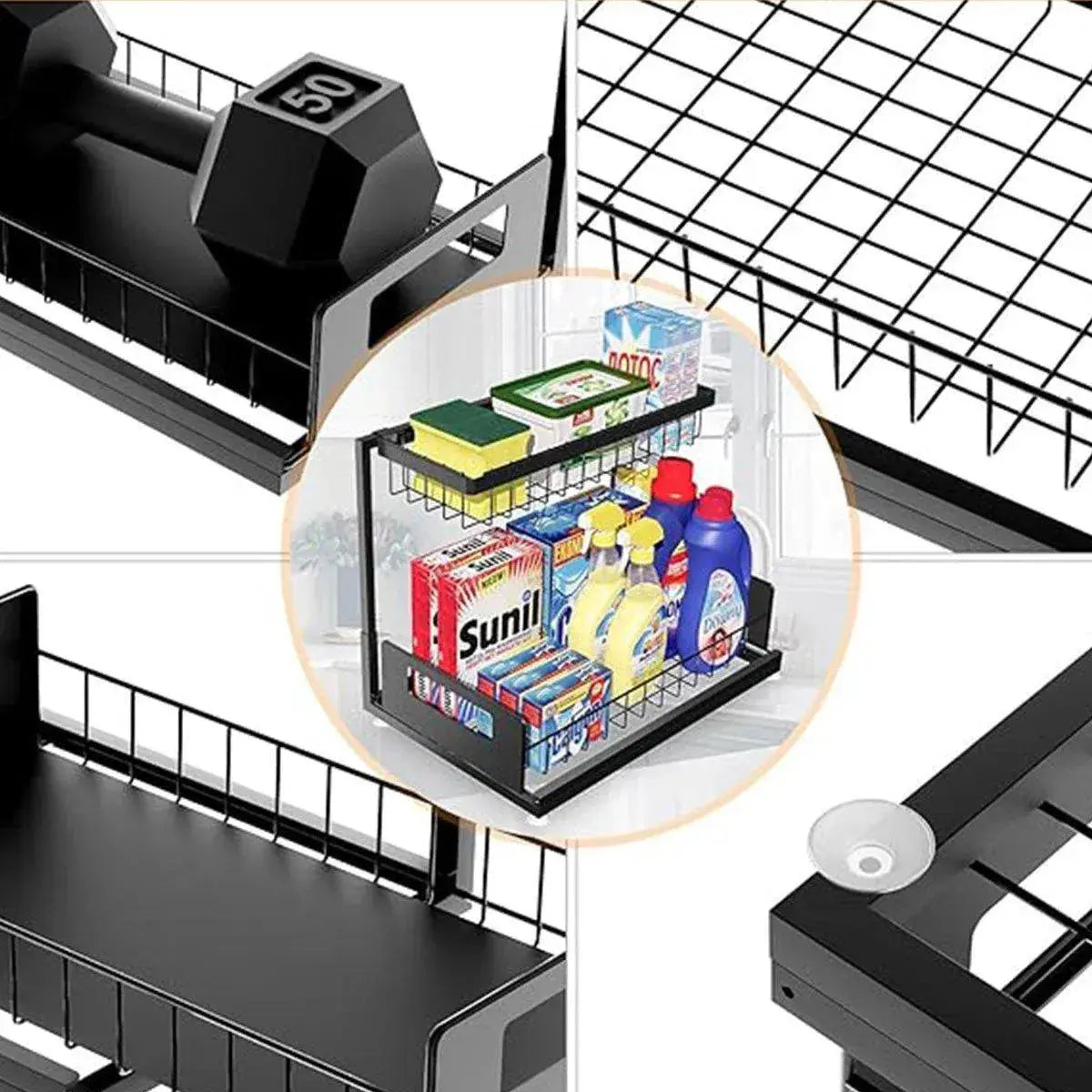 Removable Kitchen Cabinet Sink Storage Rack with Drawable Basket Organizer Shelf Wholesale Hub