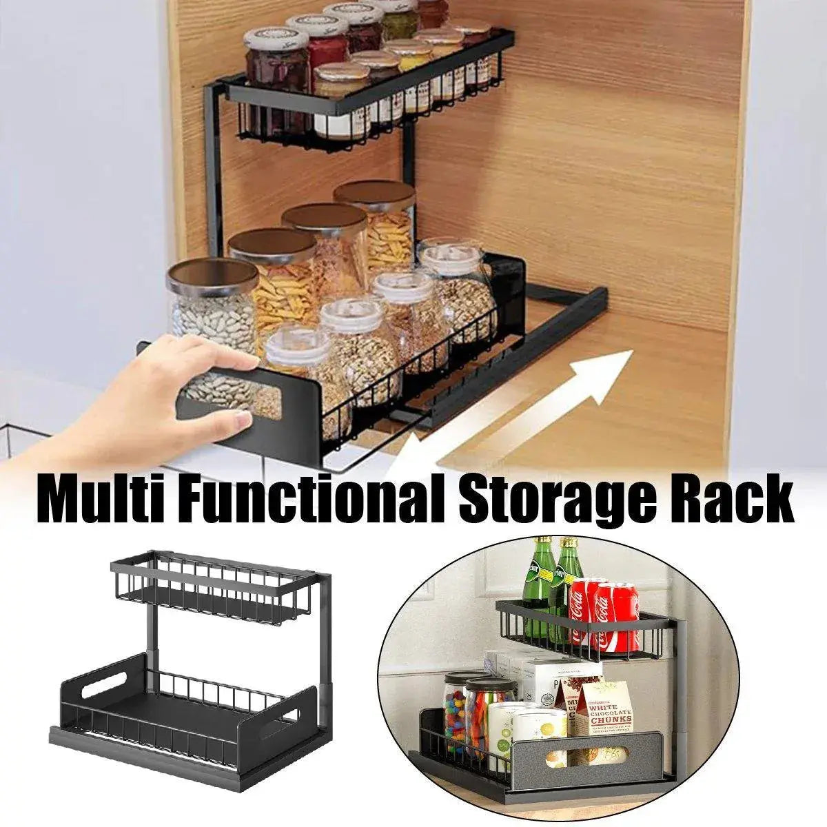 Removable Kitchen Cabinet Sink Storage Rack with Drawable Basket Organizer Shelf Wholesale Hub
