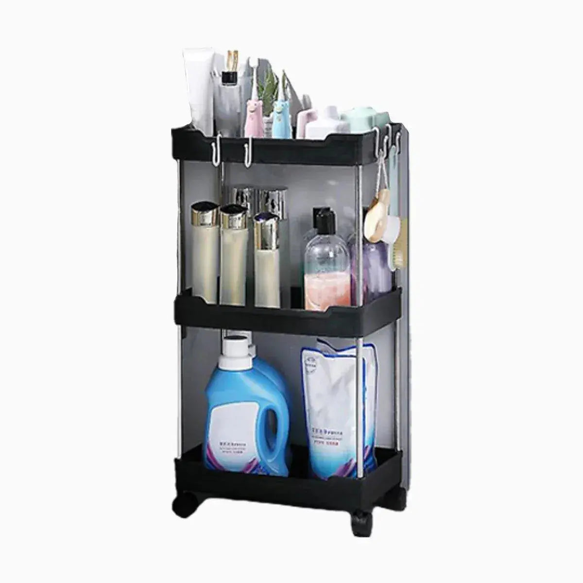Multi Layer Rolling Storage Cart Kitchen Bathroom Organizer Shelf with Wheels - 3-Black Wholesale Hub