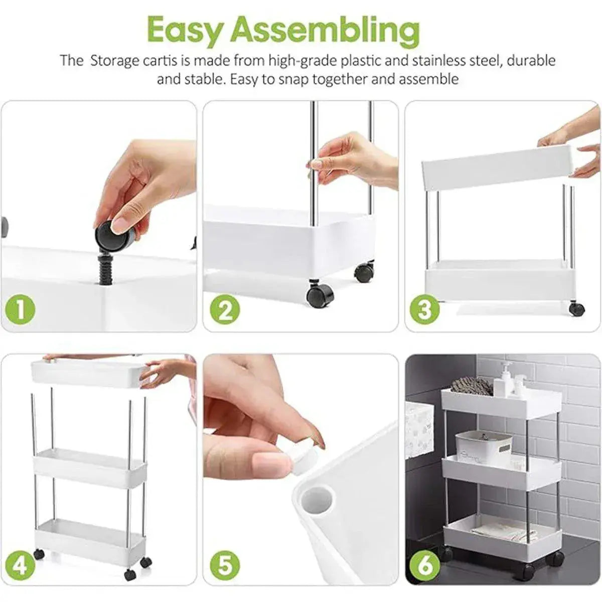 Multi Layer Rolling Storage Cart Kitchen Bathroom Organizer Shelf with Wheels - 3-Black Wholesale Hub
