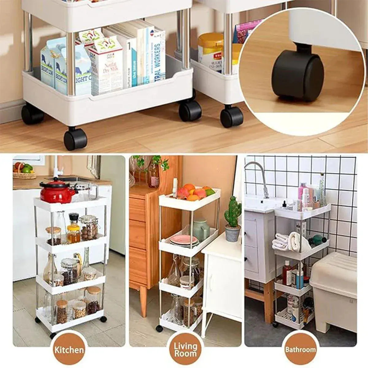 Multi Layer Rolling Storage Cart Kitchen Bathroom Organizer Shelf with Wheels - 3-Black Wholesale Hub