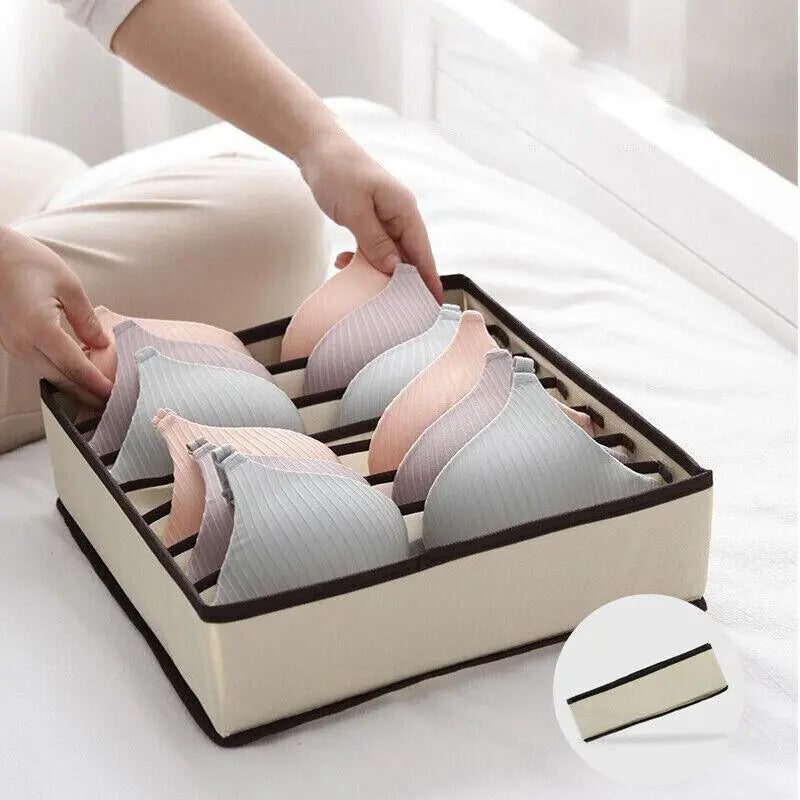 Drawer Organizer Set Foldable Storage Box Divider for Bra Underwear Closet 4pcs - Grey Wholesale Hub