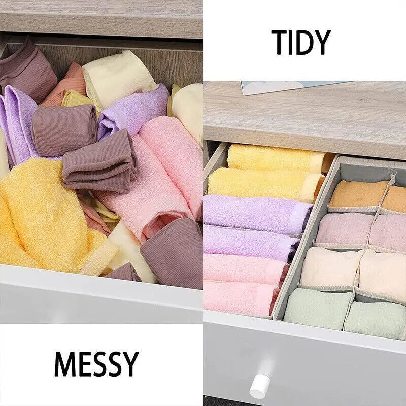 Drawer Organizer Set Foldable Storage Box Divider for Bra Underwear Closet 4pcs - Grey Wholesale Hub