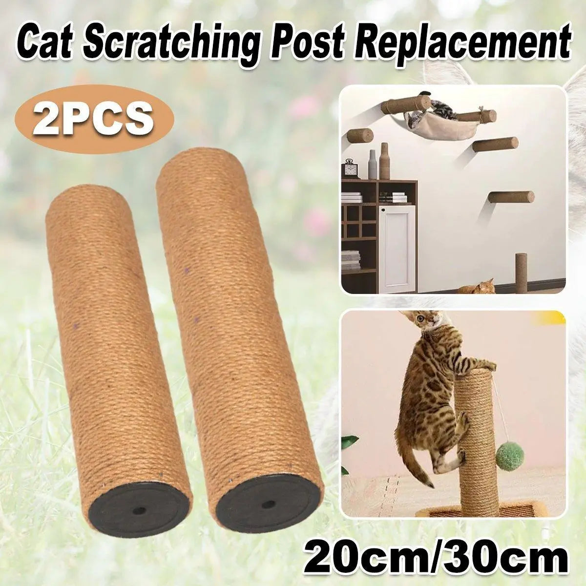 2pcs Sisal Cat Scratching Post Climbing Frame Replacement Pole for Cats Activity - 20cm Wholesale Hub