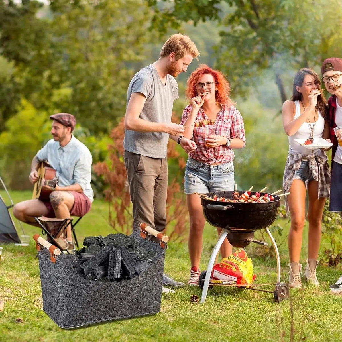 Felt Firewood Storage Basket Tote Bag Large Felt Basket for Firewood Wood Holder Wholesale Hub