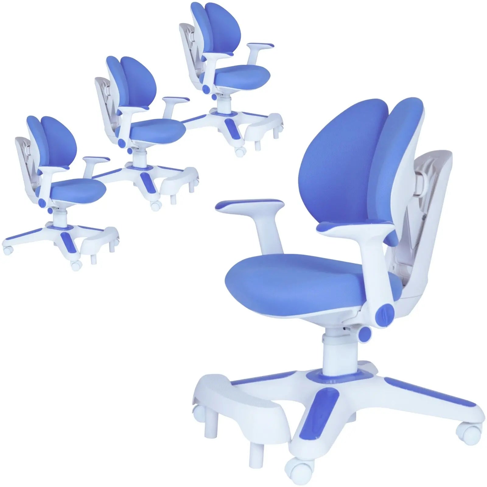Ergonomic Children Kids Study Chair Set of 4 Height Adjustable - Blue Wholesale Hub