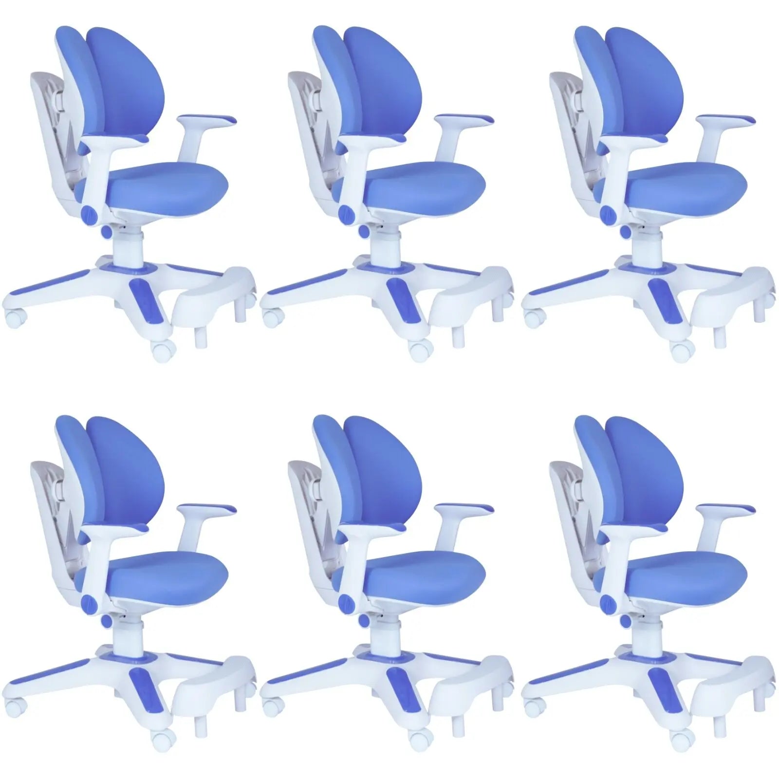 Ergonomic Children Kids Study Chair Set of 6 Height Adjustable - Blue Wholesale Hub
