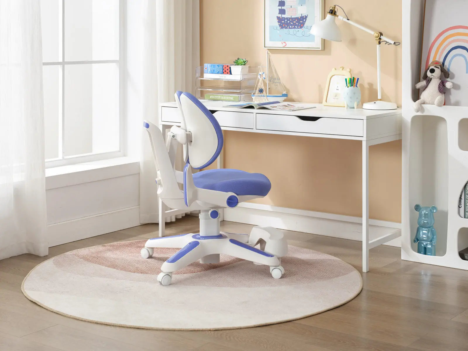 Ergonomic Children Kids Study Chair Set of 6 Height Adjustable - Blue Wholesale Hub