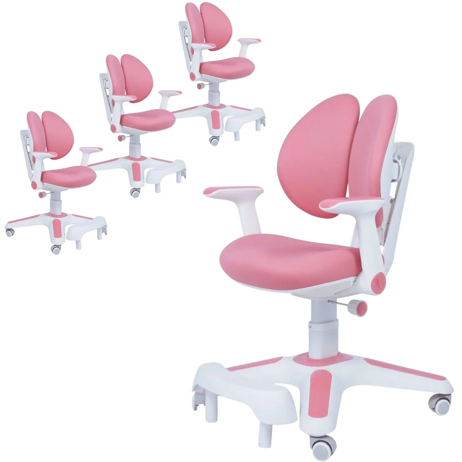 4x Ergonomic Children Kids Study Chairs Height Adjustable - Pink Wholesale Hub