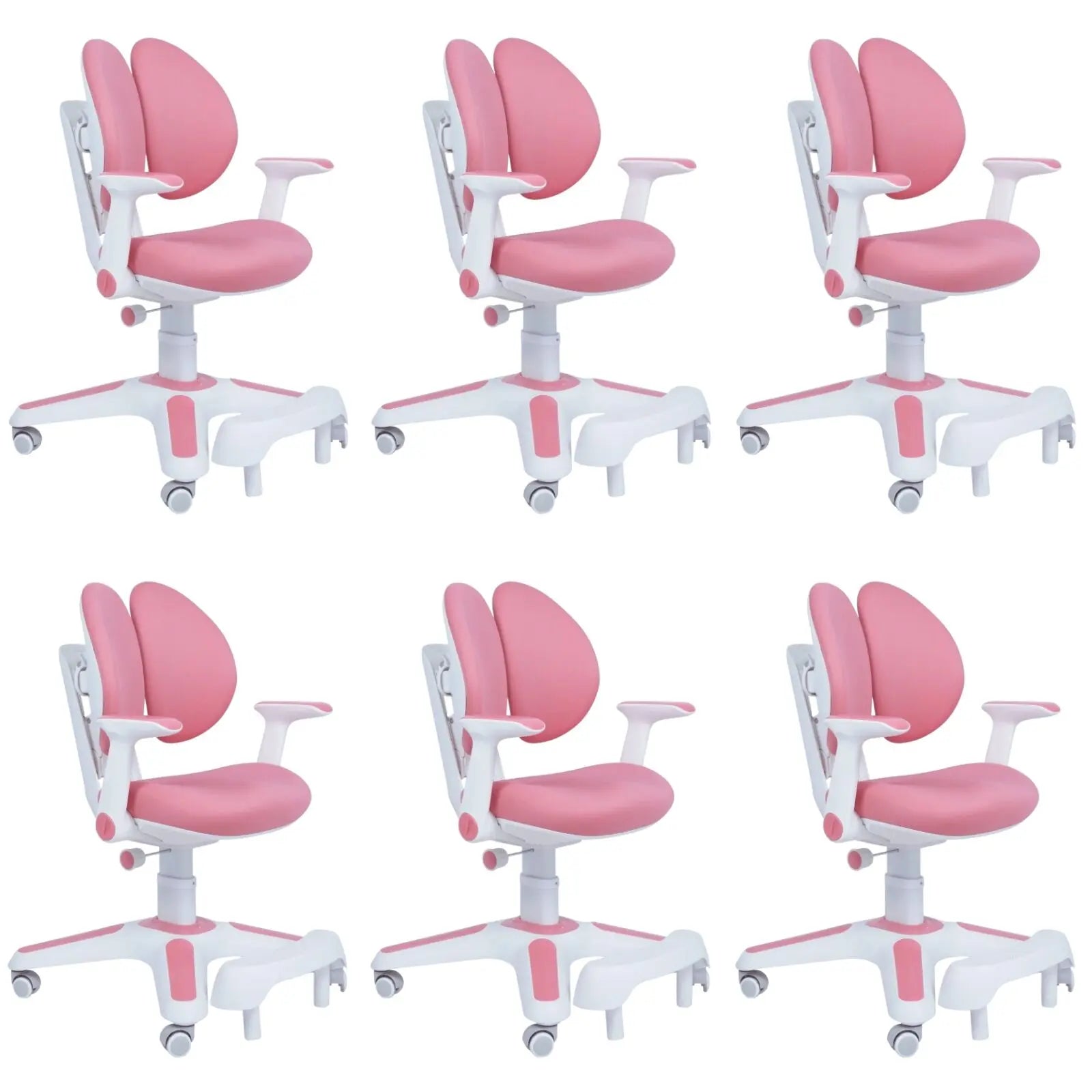 6x Ergonomic Children Kids Study Chairs Height Adjustable - Pink Wholesale Hub