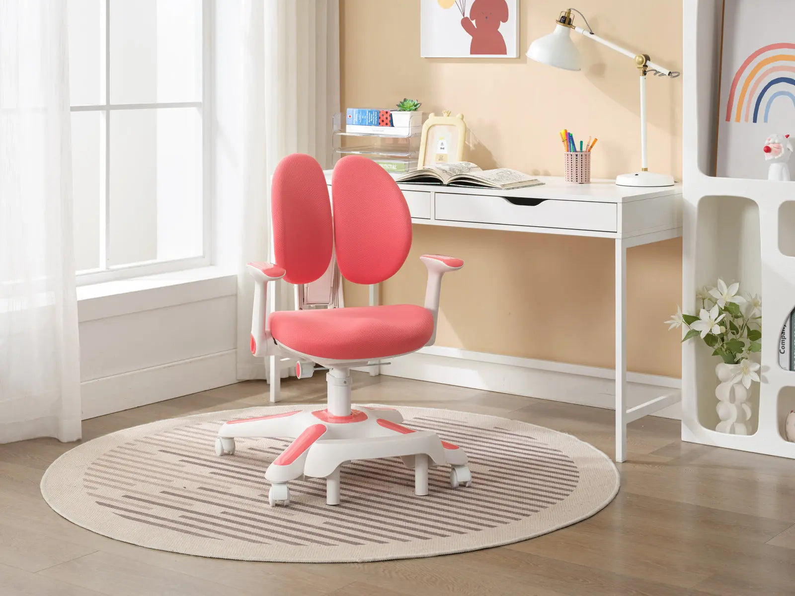 6x Ergonomic Children Kids Study Chairs Height Adjustable - Pink Wholesale Hub