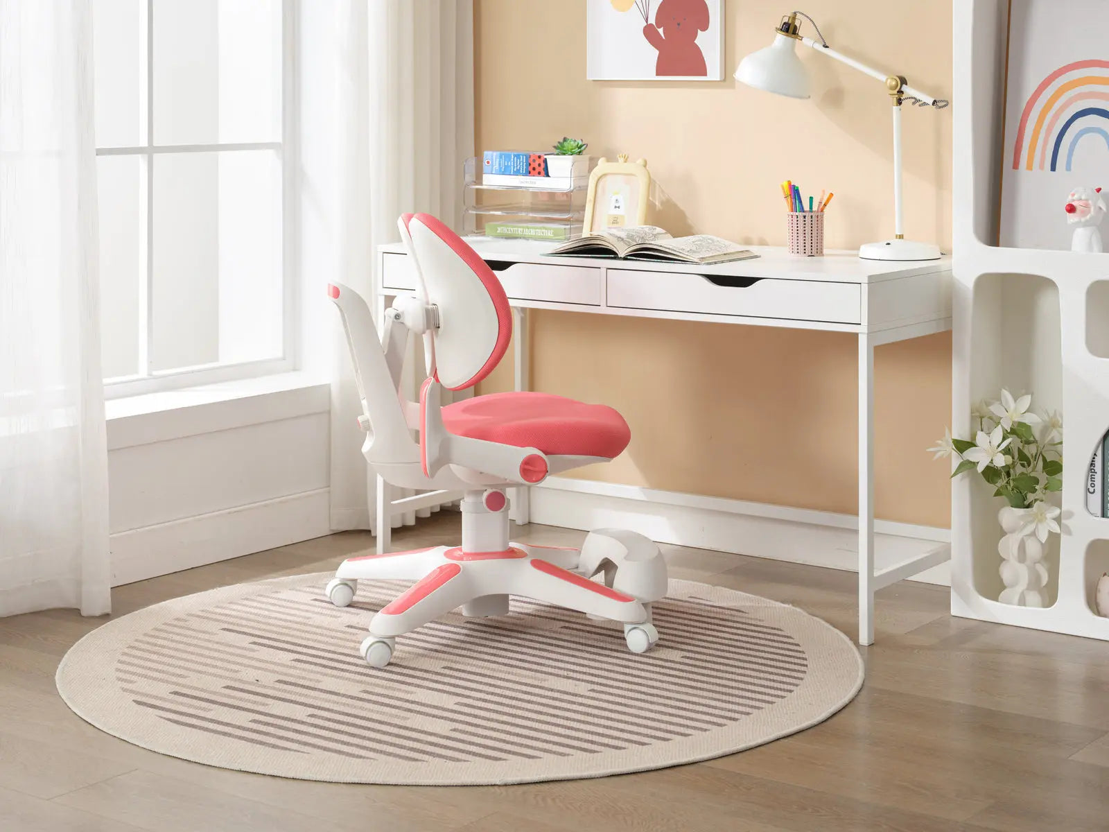 6x Ergonomic Children Kids Study Chairs Height Adjustable - Pink Wholesale Hub