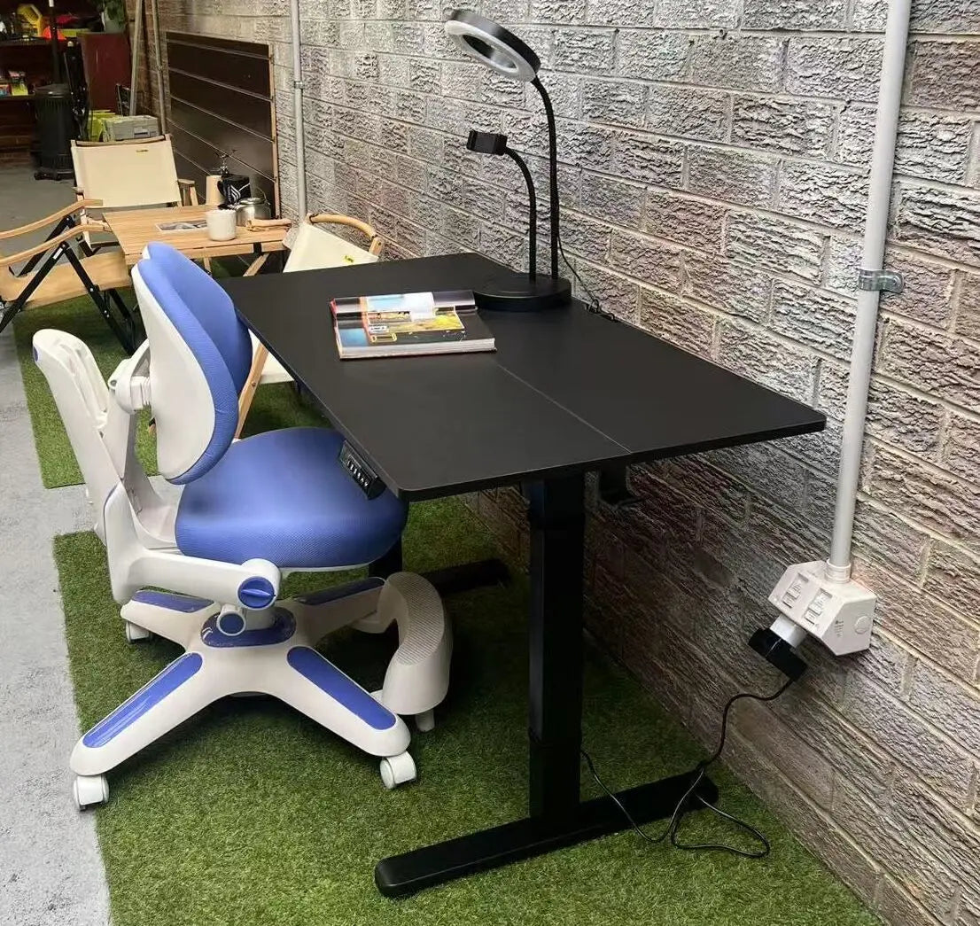 Ergonomic Kids Study Chair & Adjustable Electric Standing Desk Set – Blue Chair & Black Desk Wholesale Hub