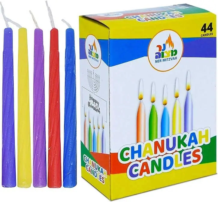 Ner Mitzvah Multi Color Standard Chanukah Candles Hannukah - 1 Pack of 44pcs Wholesale Hub