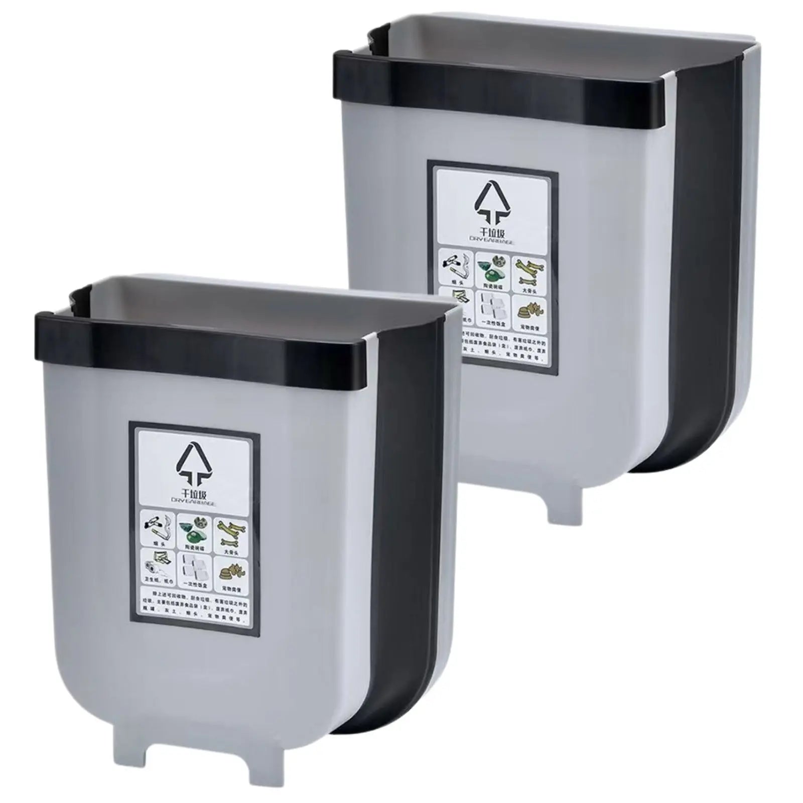 2x 9L Kitchen Wall Mounted Foldable Waste Bin Hanging Trash Can - Brown Wholesale Hub