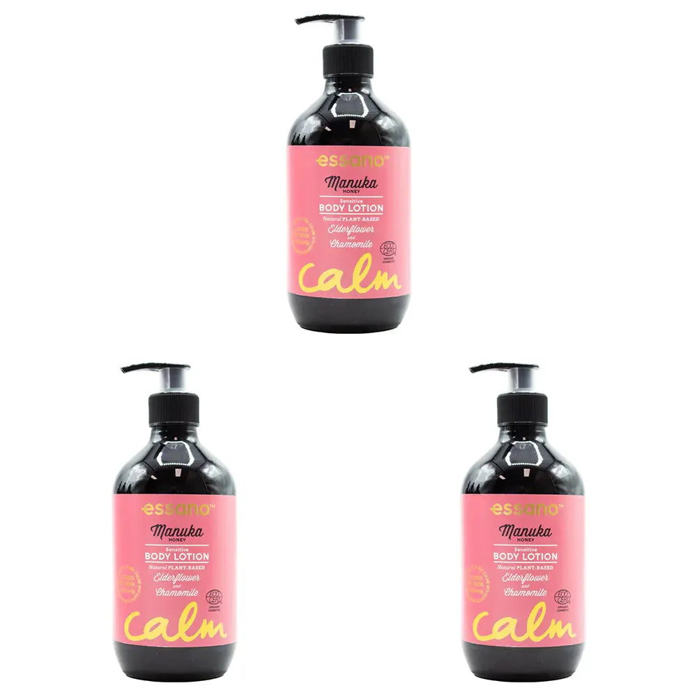 3x Essano 400ml Manuka Honey Sensitive Body Lotion Moisturiser Wholesale Hub