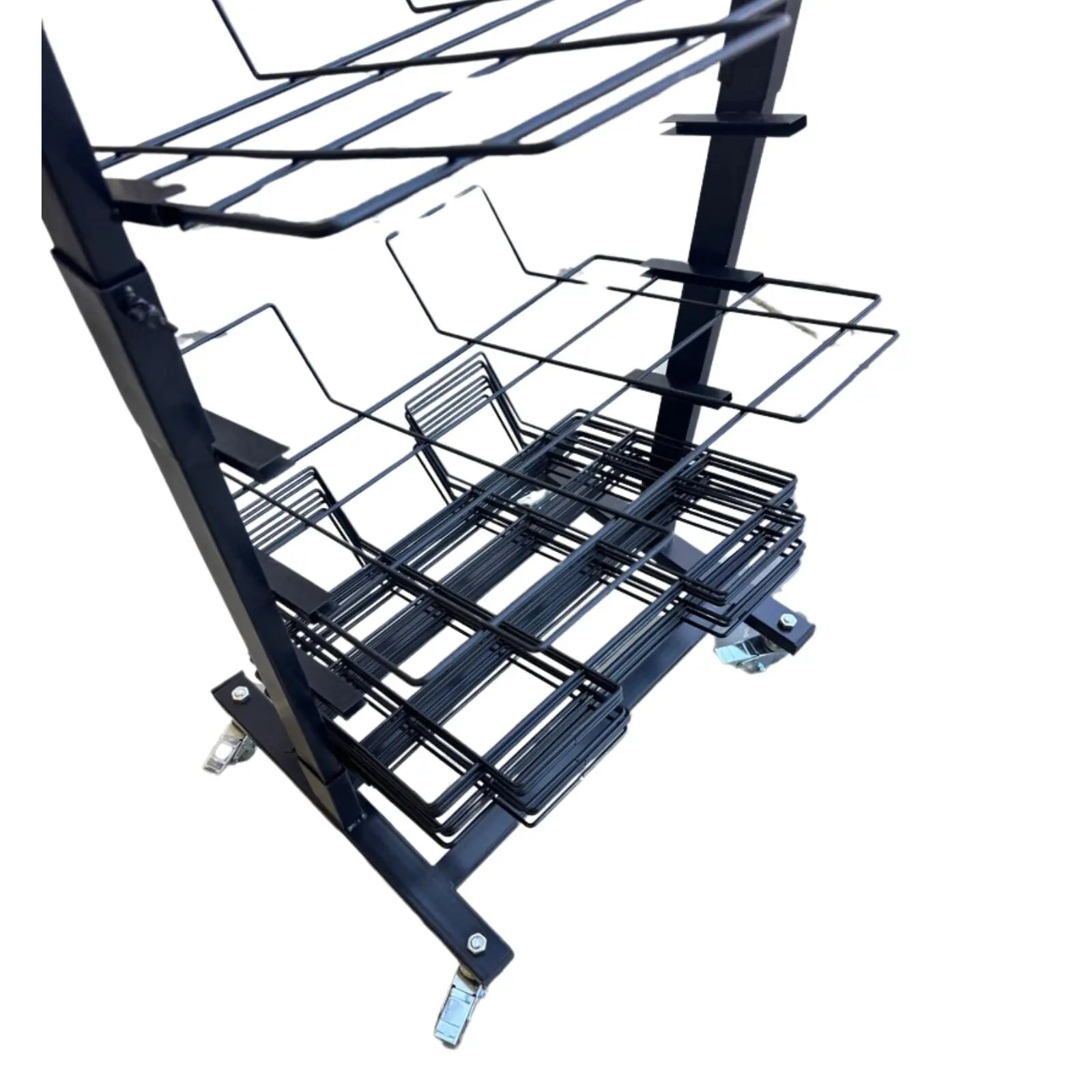 12 Tier Placemat Brochure Magazine Newspaper Display Rack Storage Stand on Wheels - Black Frame Wholesale Hub