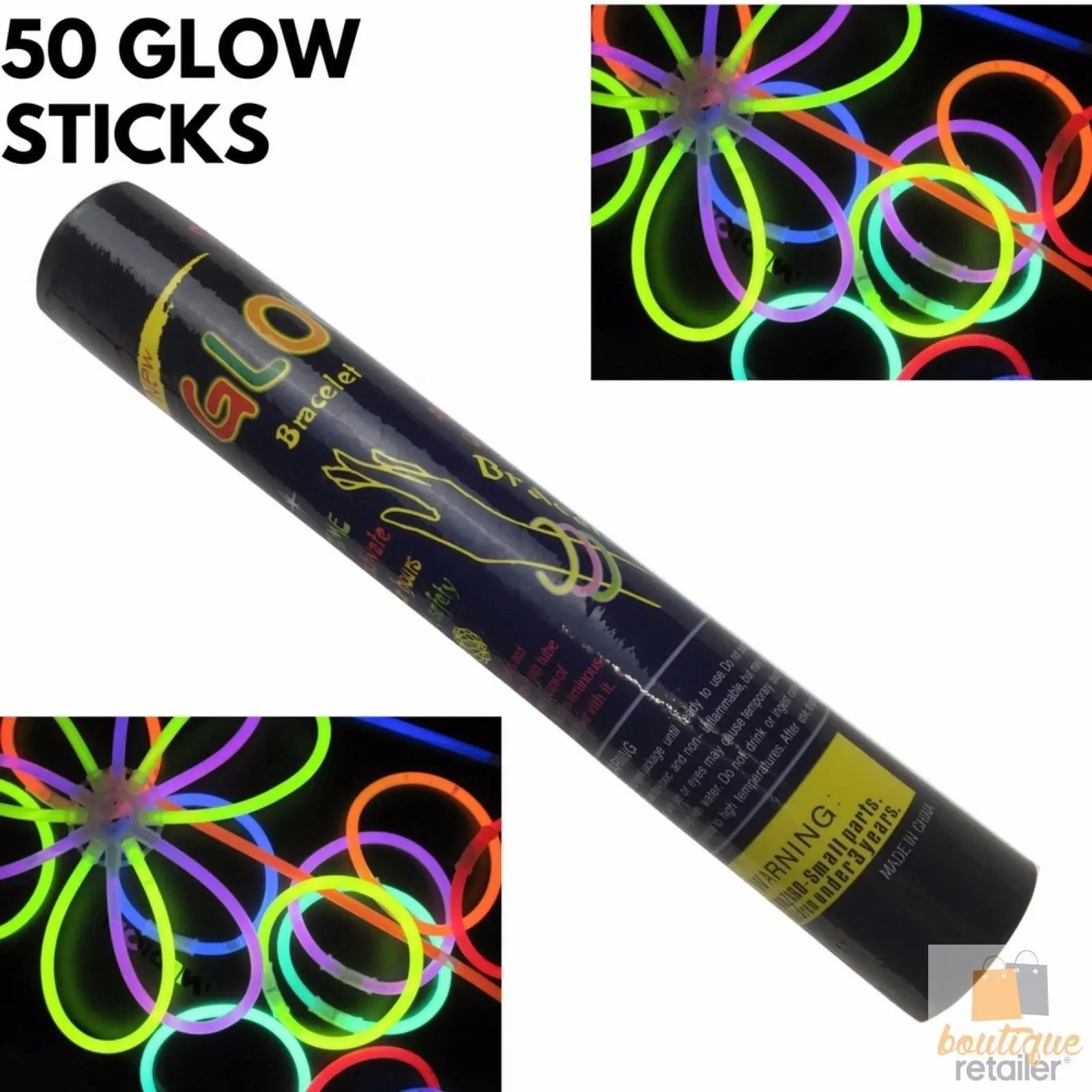 50 GLOW STICKS Party Light Glow In The Dark Rave NECKLACE Disco Bulk Wholesale Hub