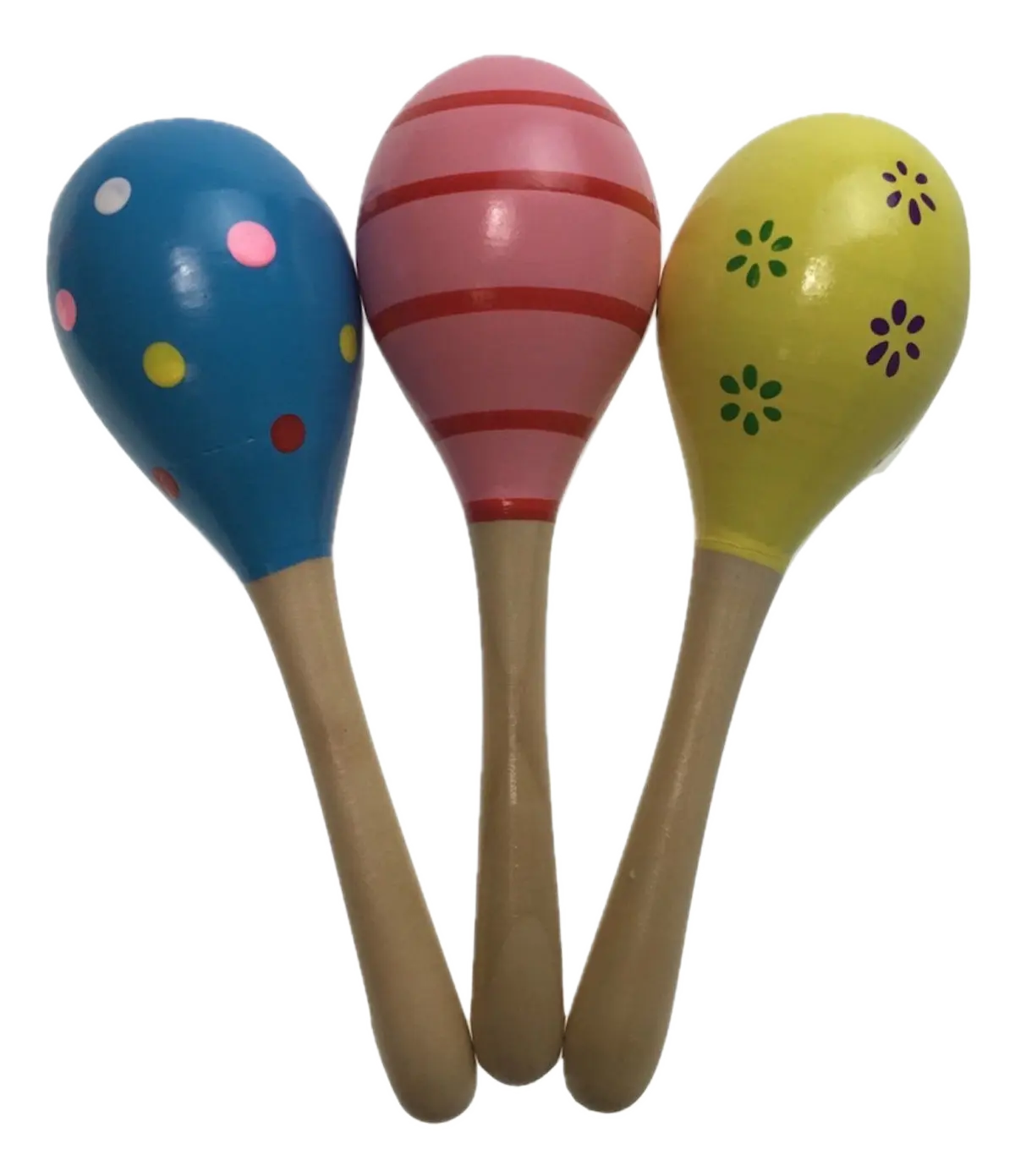 3x WOODEN MARACAS Musical Egg Percussion Toy Shakers Rattles Rumba Party Wholesale Hub