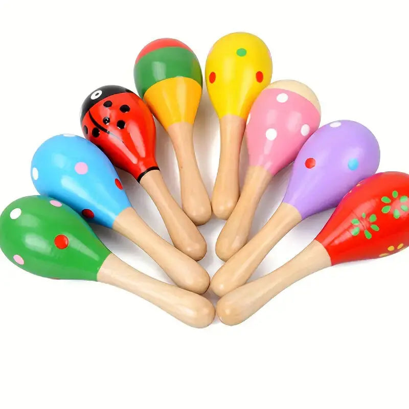 3x WOODEN MARACAS Musical Egg Percussion Toy Shakers Rattles Rumba Party Wholesale Hub