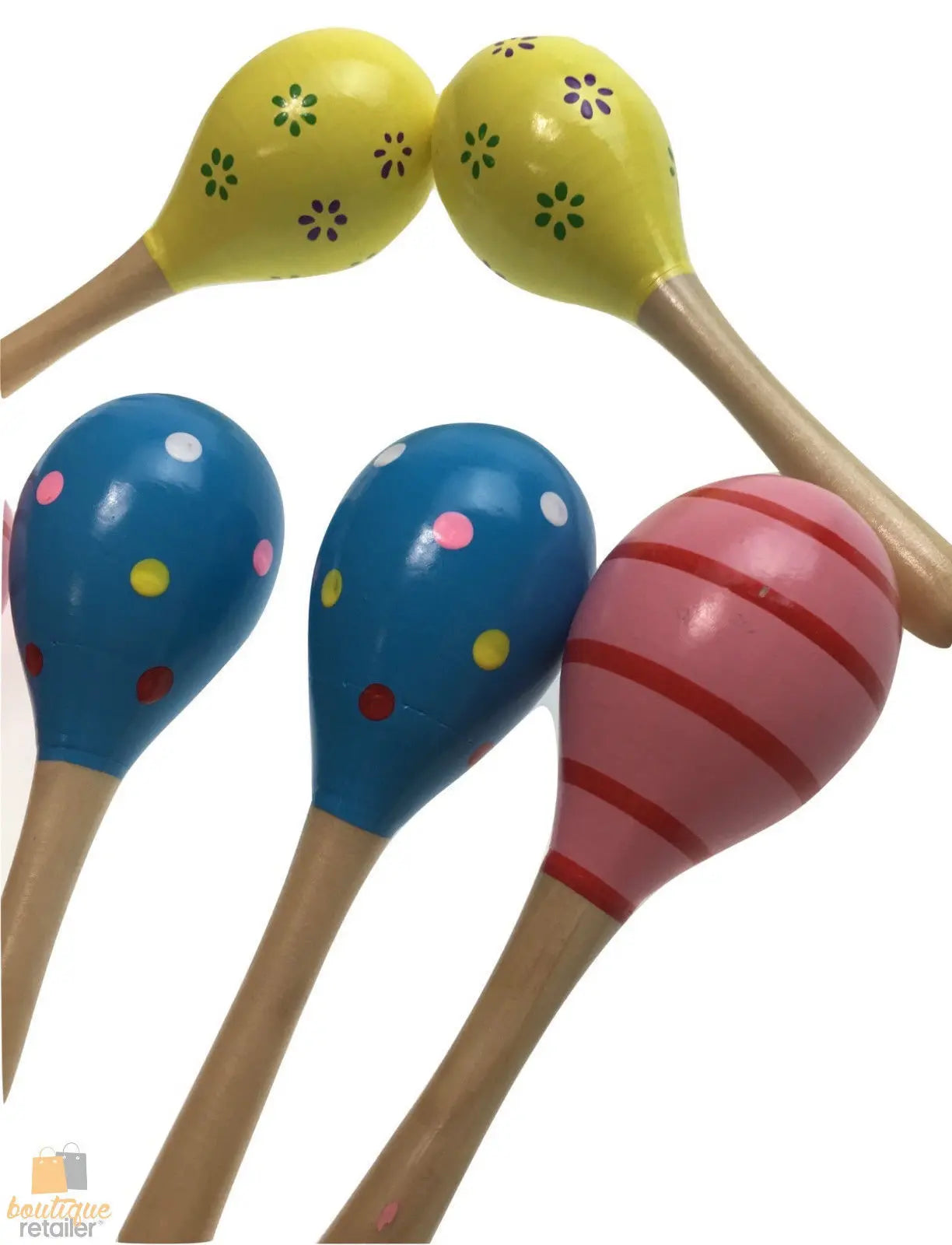 6x WOODEN MARACAS Musical Egg Percussion Toy Shakers Rattles Rumba Party BULK Wholesale Hub