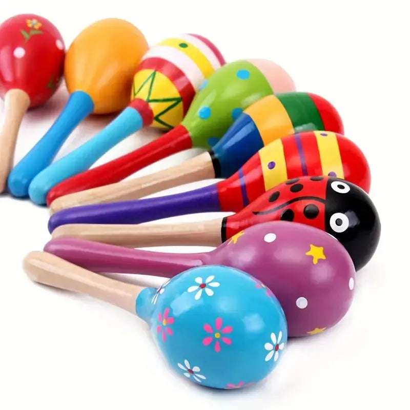 6x WOODEN MARACAS Musical Egg Percussion Toy Shakers Rattles Rumba Party BULK Wholesale Hub